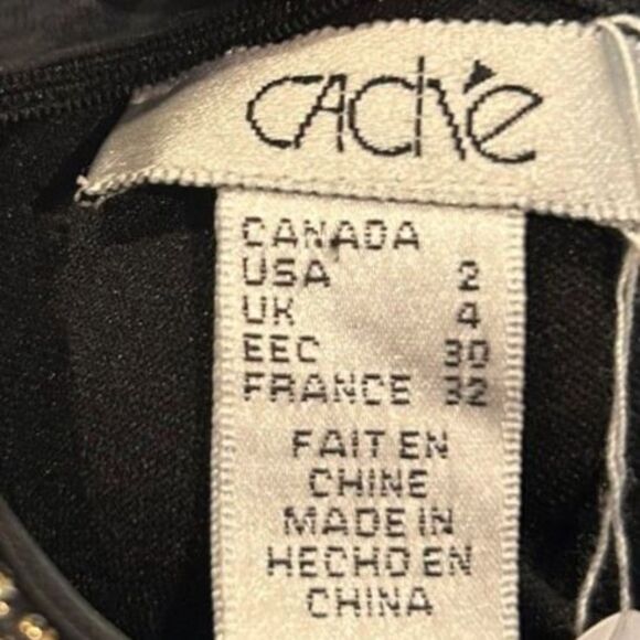 Cache Vintage Black Dress with Gold Contrast - Size 2 - Picture 4 of 6